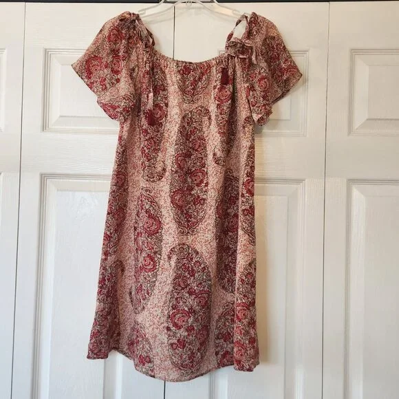 Madewell Silk off the Shoulder Cold Shoulder Dress Paisley Floral - Picture 2 of 12